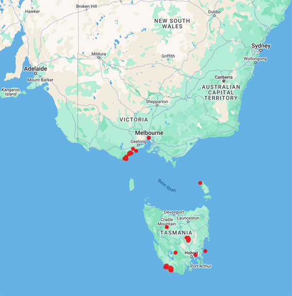 collecting locality map for 'Davis, M.'