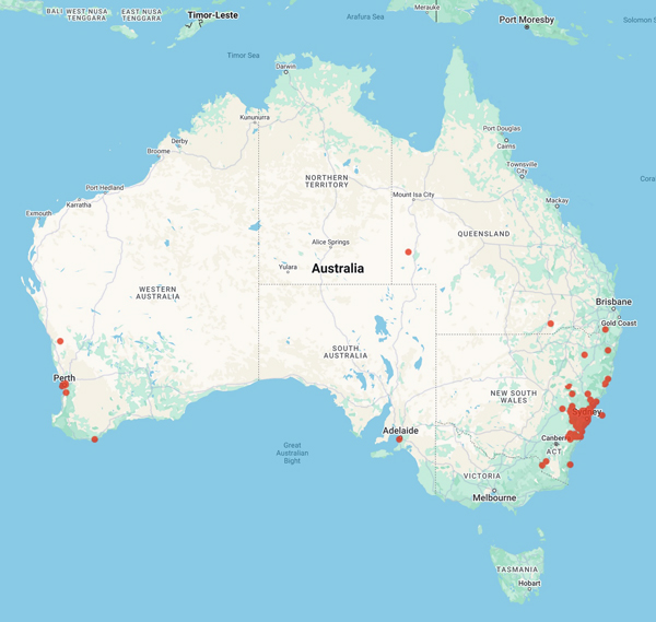 collecting locality map for 'Hamilton, A.A.'