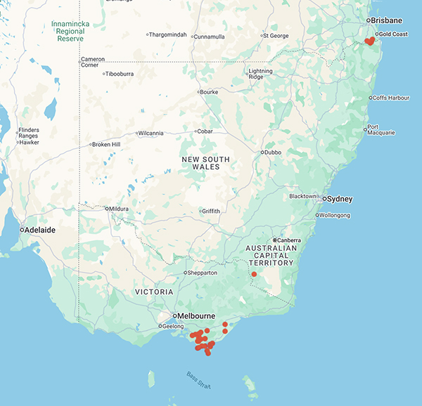 collecting locality map for 'Lyndon, E.'