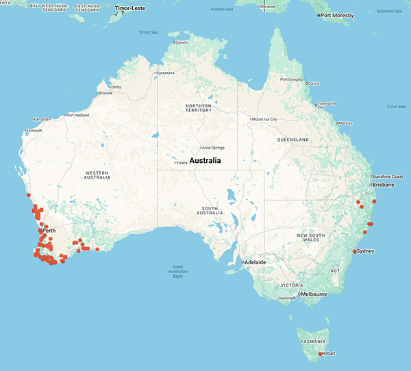 collecting locality map for 'Meney, K.'