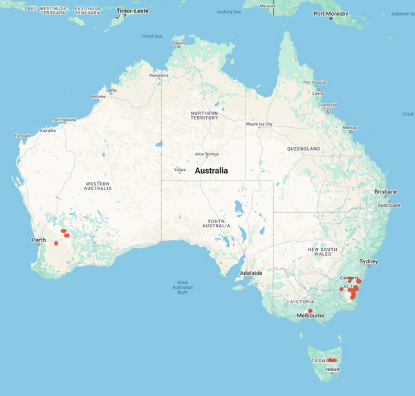 collecting locality map for 'Moran, G.'