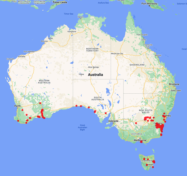 collecting locality map for 'Mullins, E.'