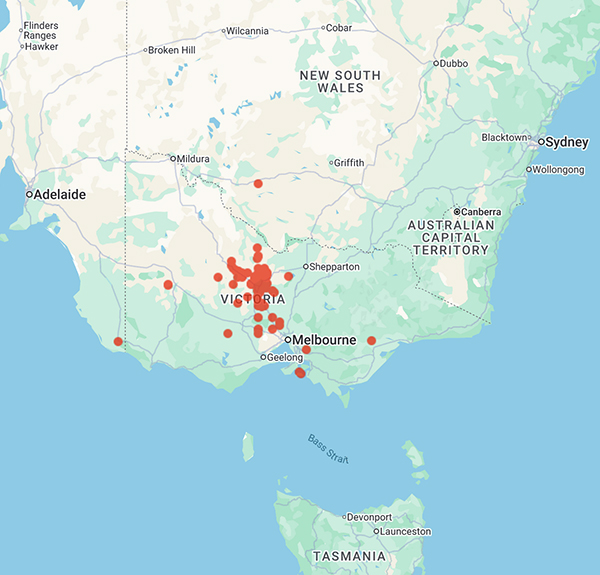 collecting locality map for 'Perry, W.'
