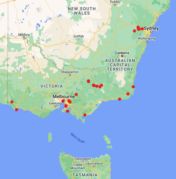 collecting locality map for 'Rae, F.J.'